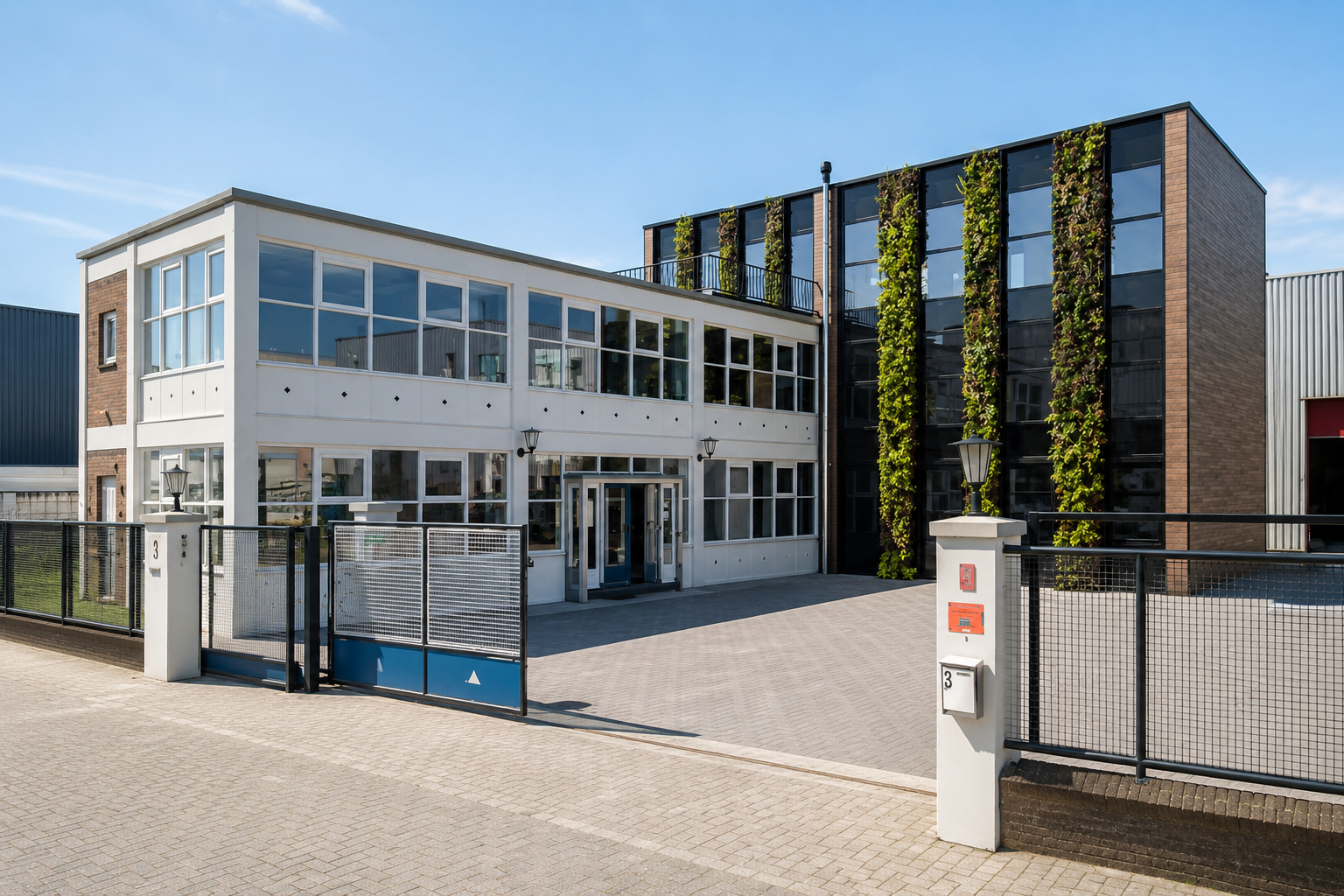 Uitbreiding van een kantoorpand met een levende gevel van plantenwanden